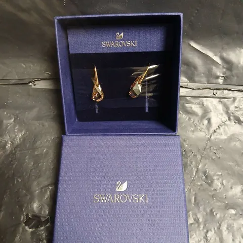 SWAROVSKI GOLD-TONE TEARDROP CRYSTAL DROP EARRINGS 