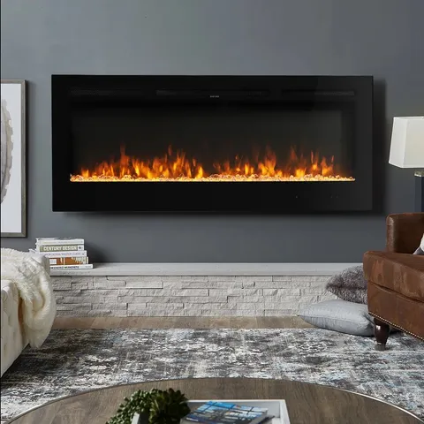 BOXED ADRIENNE RECESSED/WALL MOUNTED ELECTRIC FIREPLACE ADJUSTABLE FLAME WITH REMOTE
