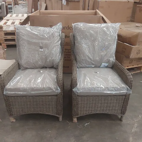 BOXED SET OF 2 TRUGARDEN SKYE RATTAN GARDEN ARMCHAIRS