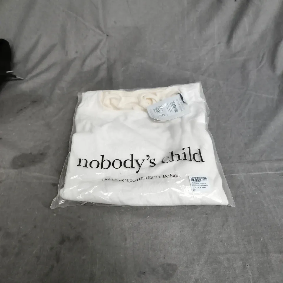 NOBODYS CHILD JERSEY WHITE WIDE SLEEVE SCOOP BACK TOP UK10. BAGGED