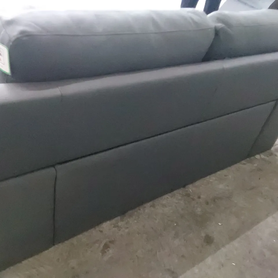 DESIGNER TWO SEATER SOFA GREY LEATHER 
