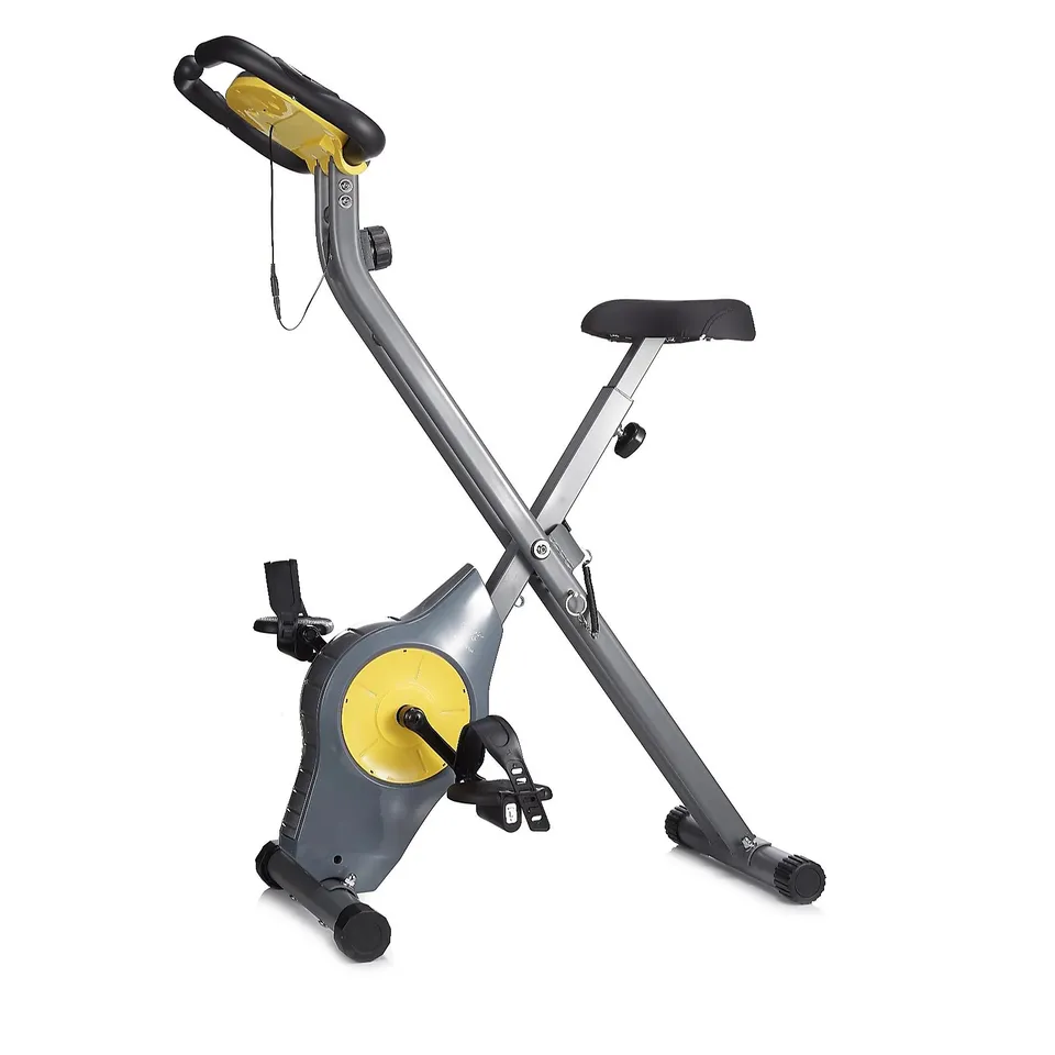 DAVINA FITNESS FOLDING MAGNETIC EXERCISE BIKE, YELLOW [COLLECTION ONLY]