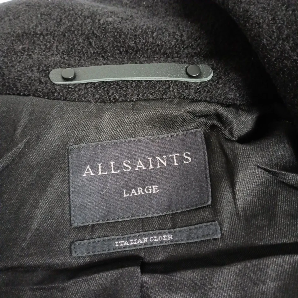 ALLSAINTS ZIP-FRONT JACKET – BLACK, ITALIAN CLOTH, LARGE