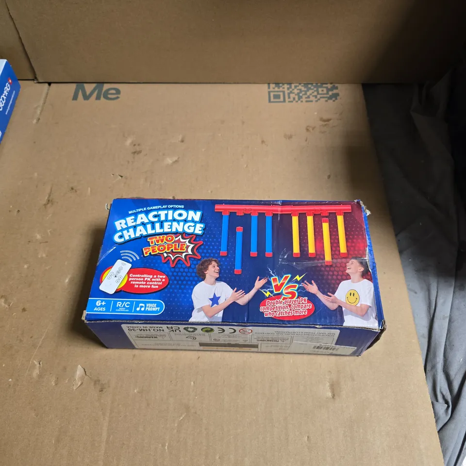 BOX OF APPROXIMATELY 15 ASSORTED TOYS AND GAMES INCLUDING GEOMAG CLASSIC PANELS , REACTION CHALLENGE AND MATCHSTICK MONKEY 