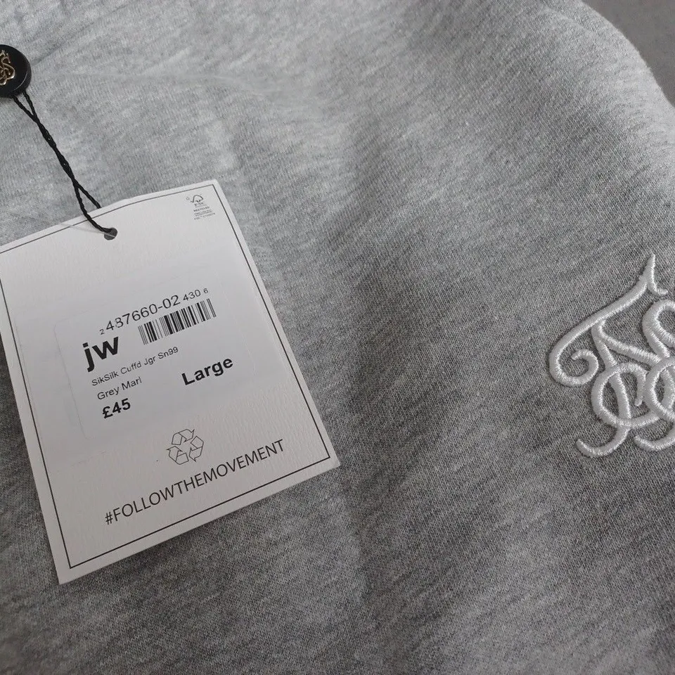 SIKSILK CUFFED JOGGERS IN GREY - LARGE