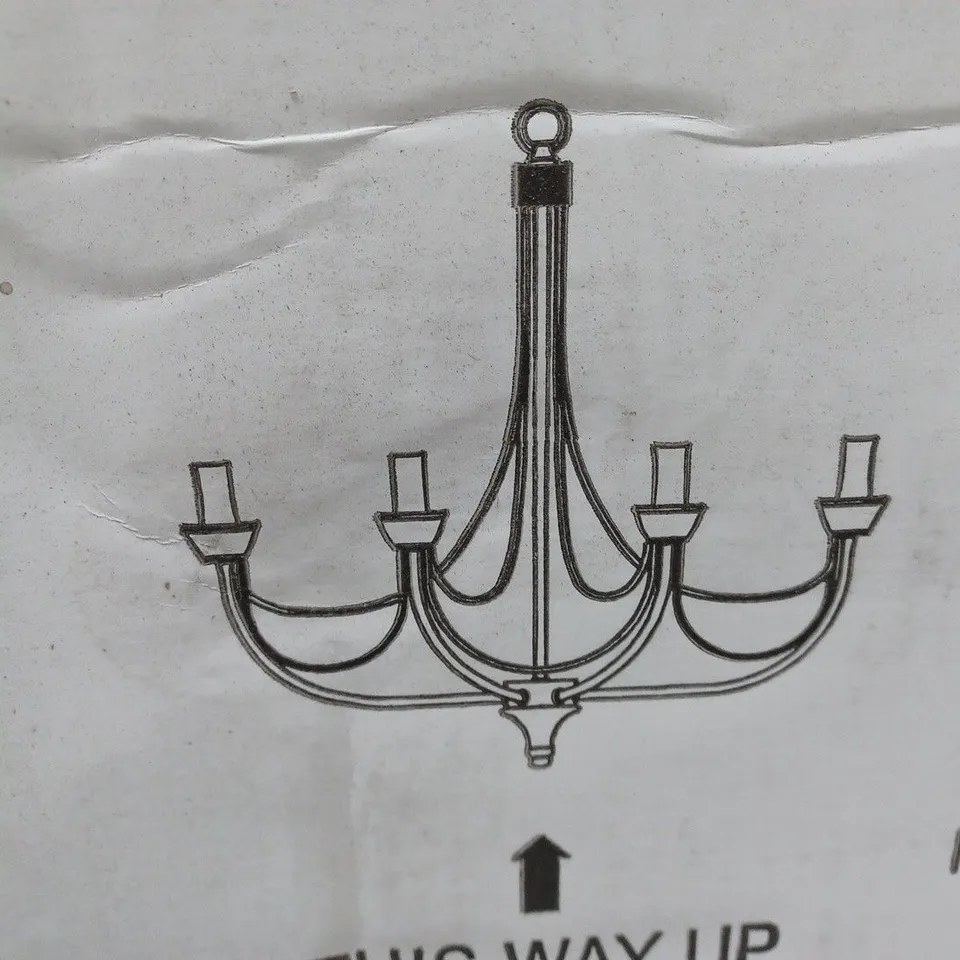 BOXED IMPEX LIGHTING SMITHBROOK CIRRUS 6 LIGHT CHANDELIER SILVER