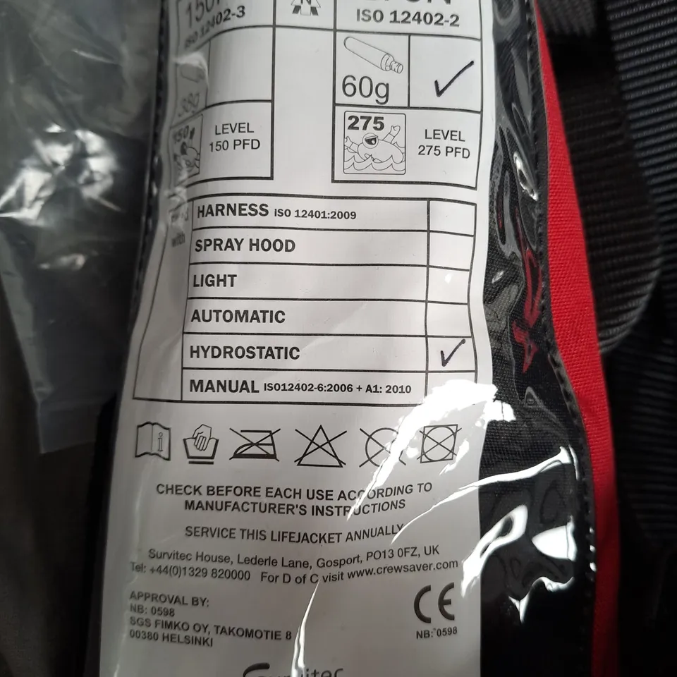 CREWSAVER INFLATABLE LIFE JACKET - COLLECTION ONLY 