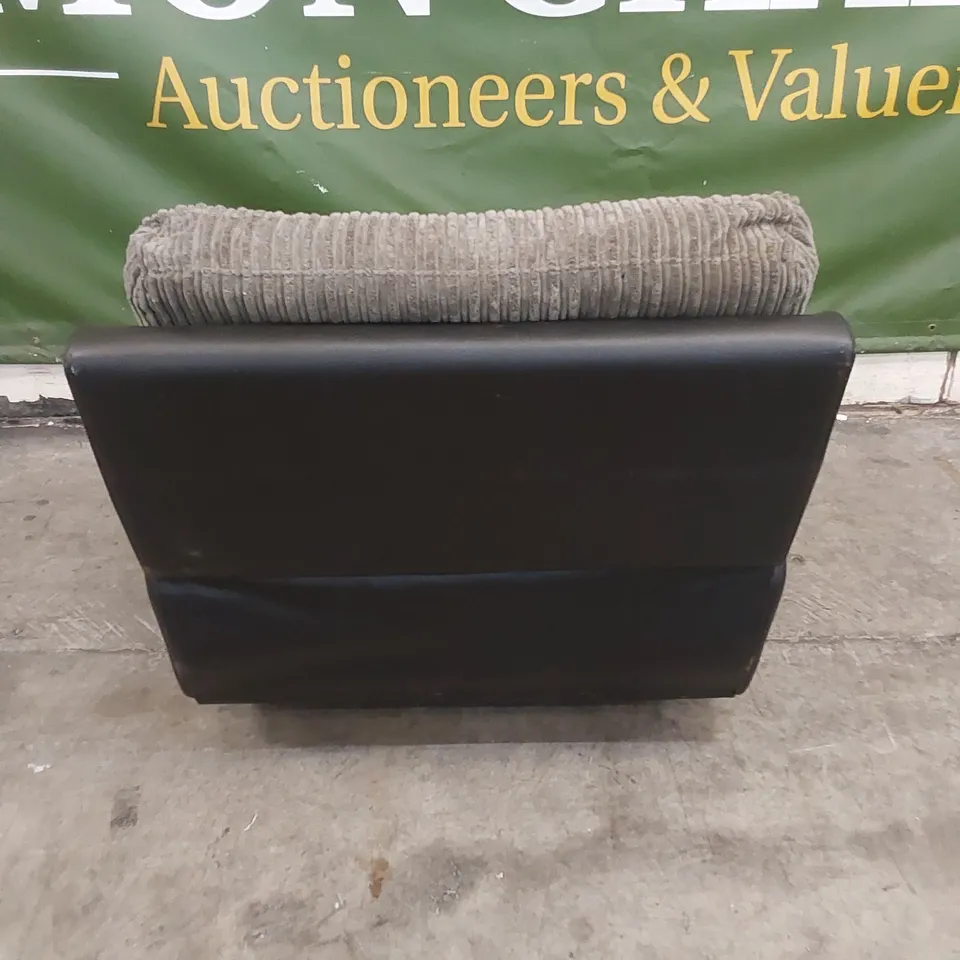 DESIGNER MANUAL RECLINER CHAIR IN CORDUROY FABRIC AND LEATHER - BLACK/GREY