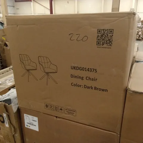 BOXED SET OF 2 DINING CHAIRS - DARK BROWN (1 BOX)