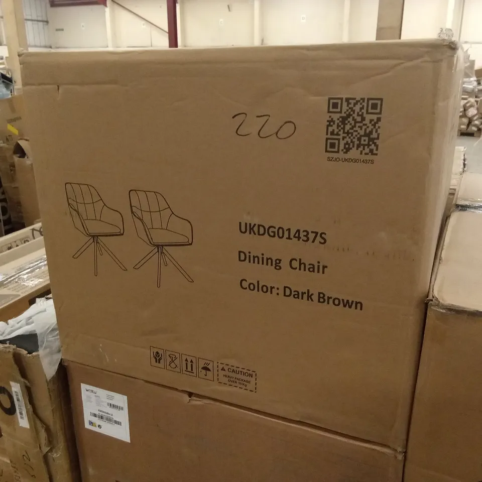 BOXED SET OF 2 DINING CHAIRS - DARK BROWN (1 BOX)
