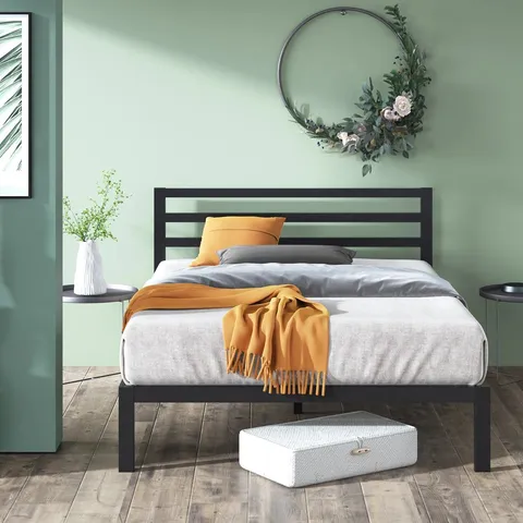 BOXED CHRISTIANO MINIMALIST METAL BED WITH SLATTED HEADBOARD // SIZE: KING (1 BOX)