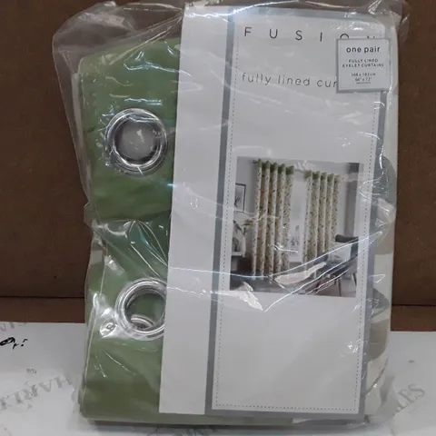 BRAND NEW FUSION FULLY LINED CURTAINS - 168CM X 183CM (GREEN)