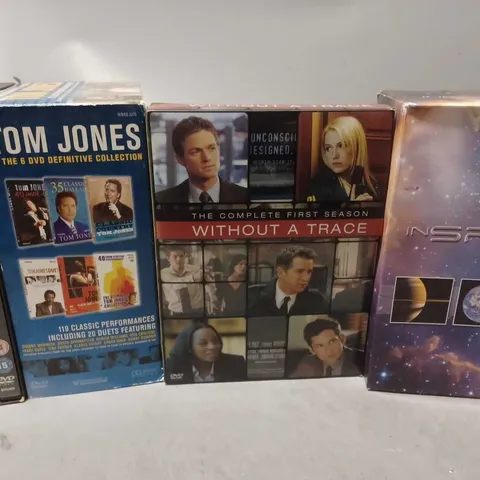 BOX OF APPROXIMATELY 20 ASSORTED DVDS AND BOXSETS TO INCLUDE TOM JONES, MUMMY TRILOGY, IN SPACE COLLECTION, ETC 