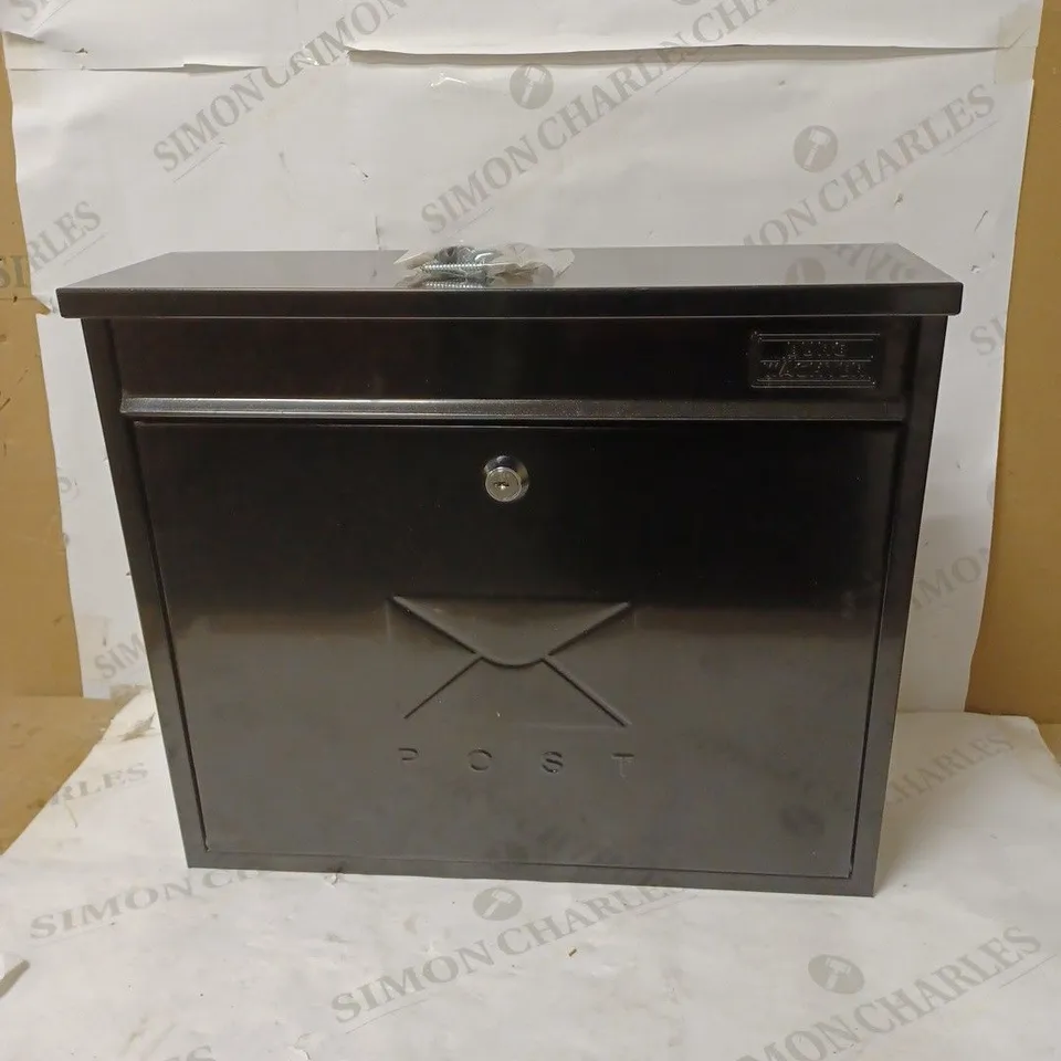 BURG-WACHTER 4271-B STERLING BLACK ELEGANCE WALL MOUNTED GALVANISED STEEL LOCKABLE WEATHERPROOF POST BOX, 36X31X10CM