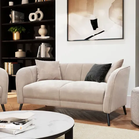 BOXED LOREN 2 SEATER SOFA, CHAMPAGNE CLASSIC VELVET (1 BOX)