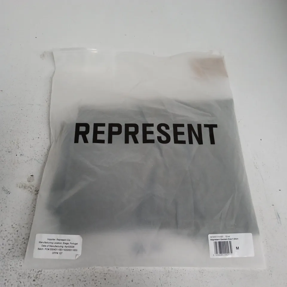 BAGGED REPRESENT OWNERS CLUB T-SHIRT IN OLIVE - MEDIUM