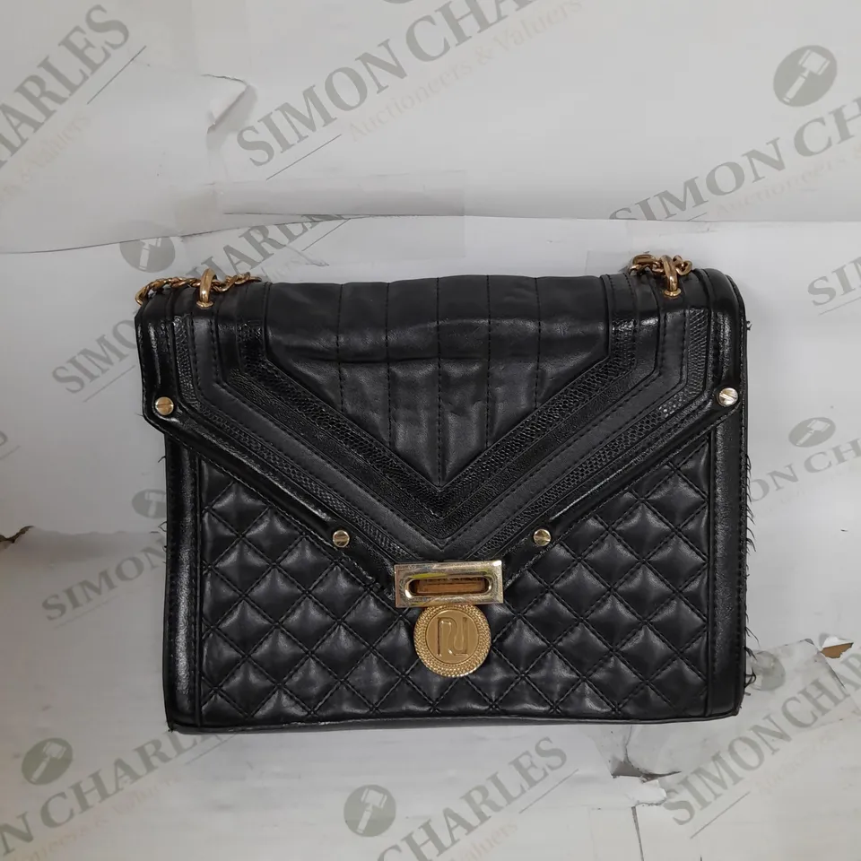 RIVER ISLAND FAUX LEATHER HANDBAG IN BLACK ONE SIZE 