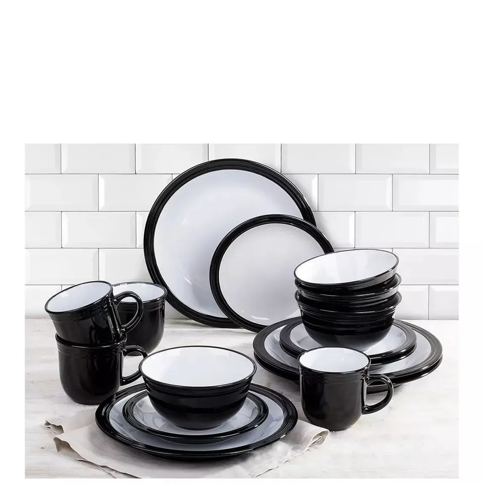 GRADE 2 CAMDEN 16 PIECE DINNER SET BLACK