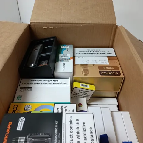 BOX OF APPROXIMATELY 20 ASSORTED ECIGS  INCLUDING GEEK VAPE VOOPOO