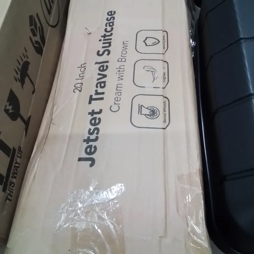 BOXED LUGG JETSET TRAVEL SUITCASE CREAM WITH BROWN 