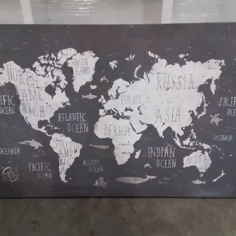 LARGE WORLD ATLAS WALL CANVAS ART 