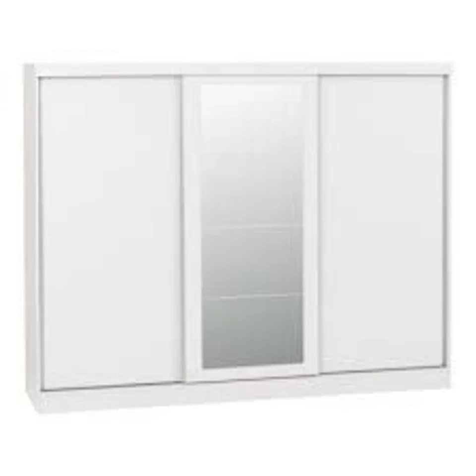 BOXED NEVADA 3 DOOR SLIDER WARDROBE - WHITE GLOSS (4 BOXES)