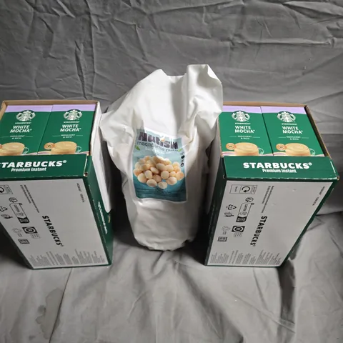 APPROXIMATELY 3 ASSORTED FOOD &DRINK ITEMS TO INCLUDE - STARBUCKS WHITE MOCHA AND NUTISK  - COLLECTION ONLY