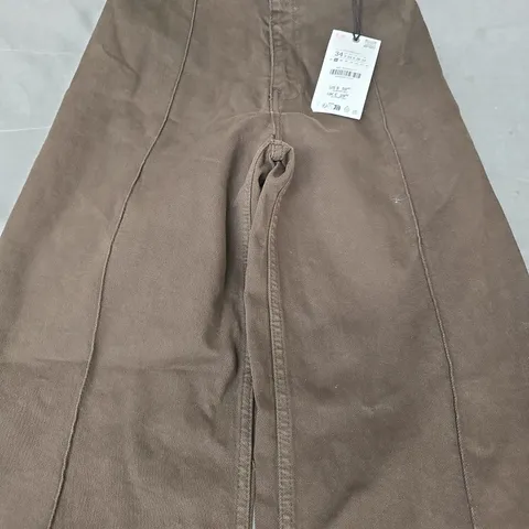 ZARA THE ZW TAILORED WIDE LEG PANTS IN BROWN SIZE UK 6 (EU 34)