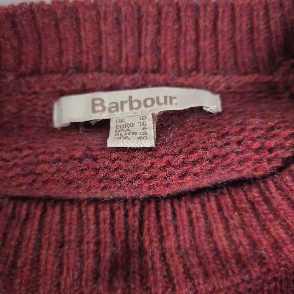 BARBOUR KNITTED SWEATER – RED/CREAM FAIR ISLE PATTERN, UK 10