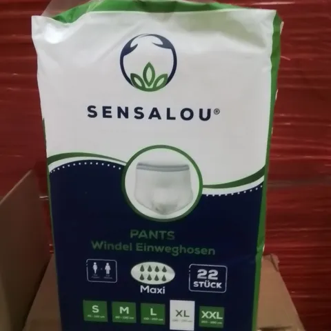 PALLET OF SENSALOU INCONTINENCE PANTS XL APPROXIMATELY 4 PACKS PER BOX