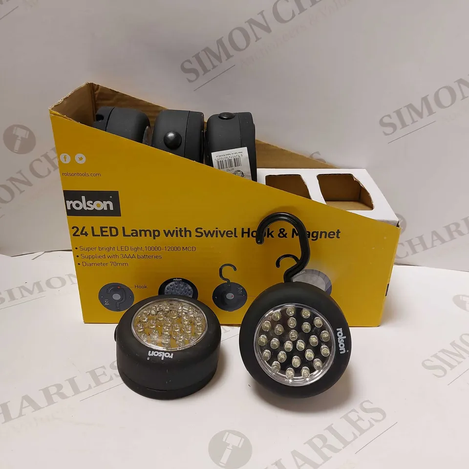 BOX OF APPROX 10 ROLSON 24 LED LAMP WITH SWIVEL HOOK & MAGNET