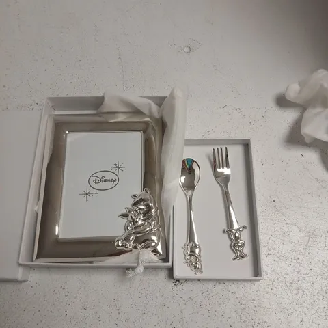 DISNEY BRANDED PHOTO FRAME AND KNIFE AND FORK