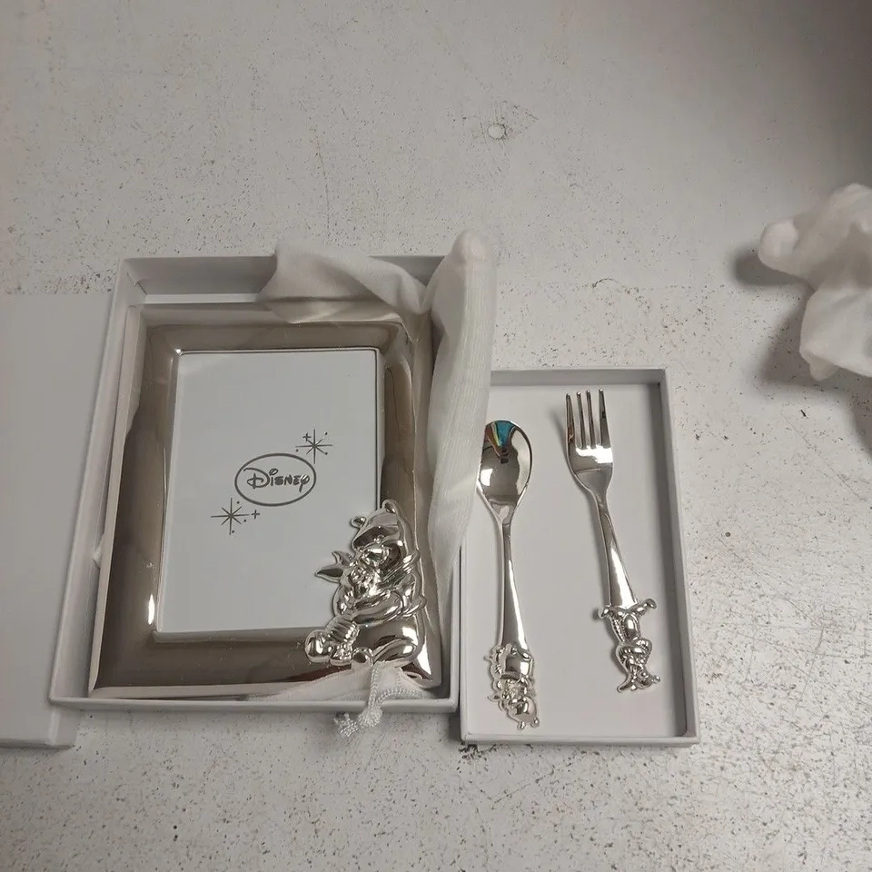 DISNEY BRANDED PHOTO FRAME AND KNIFE AND FORK