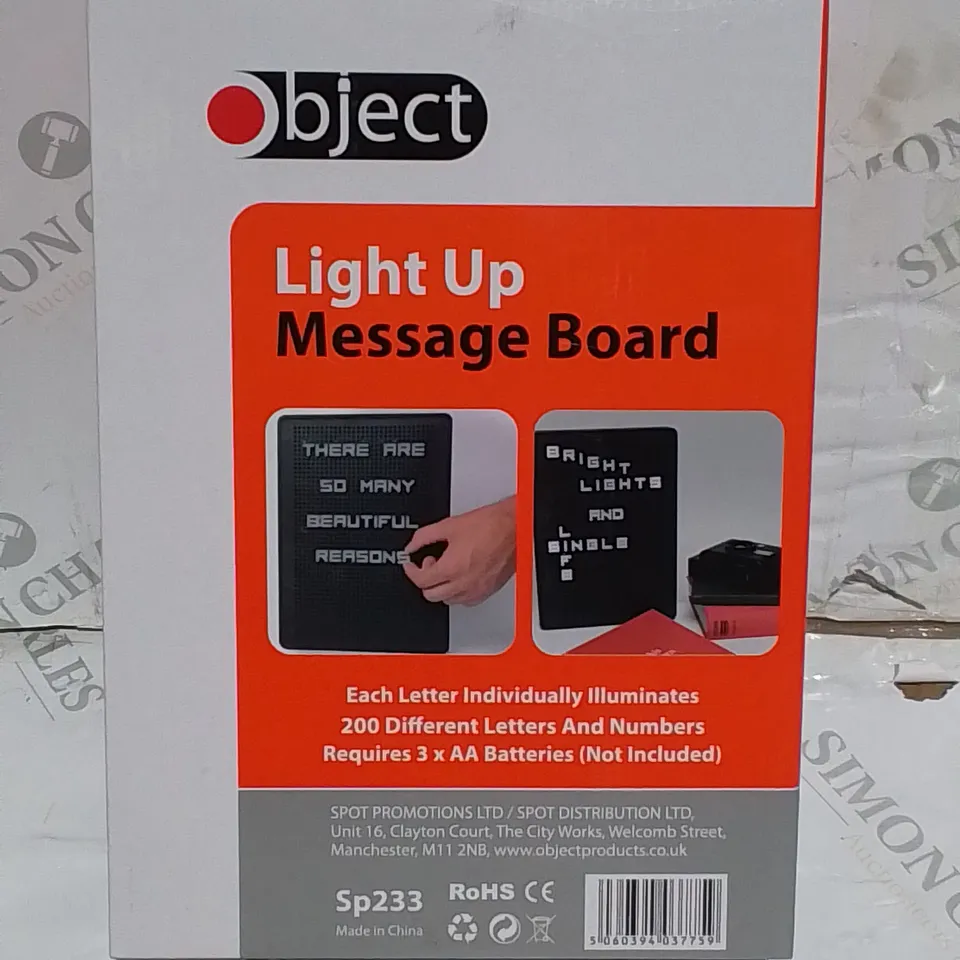 BOXED OBJECT LIGHT UP MESSAGE BOARD 