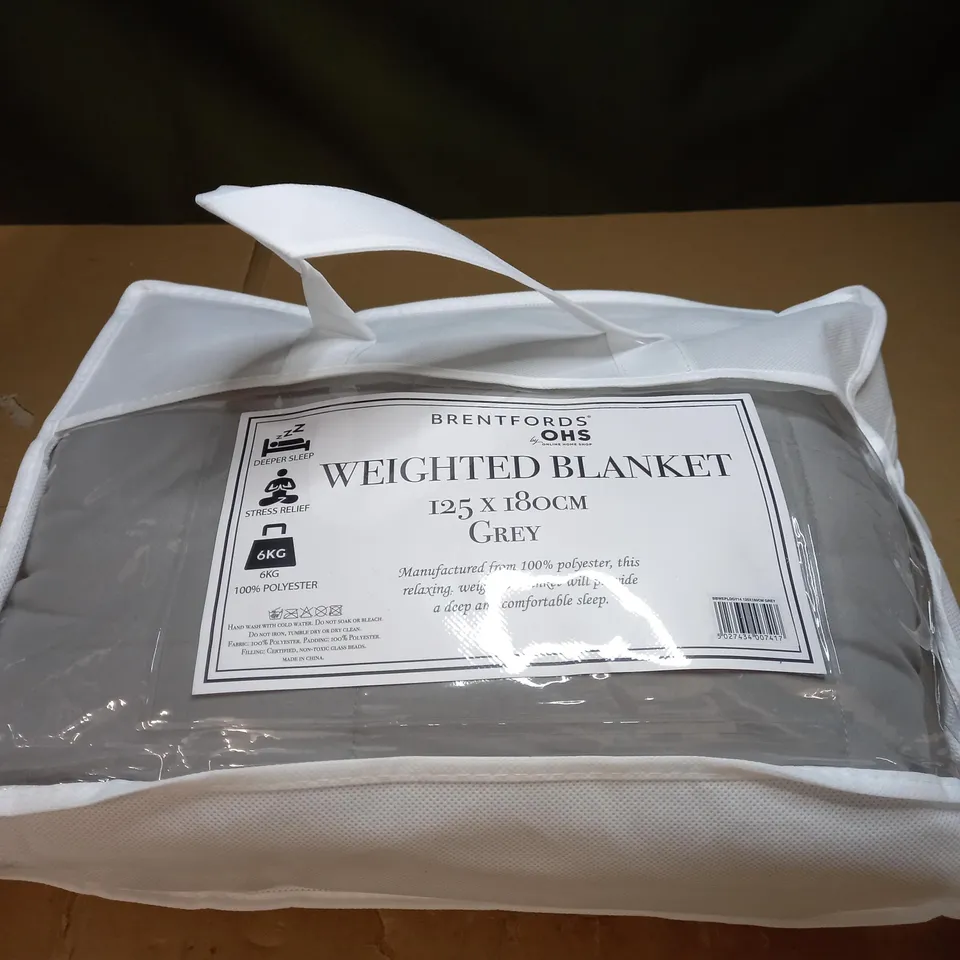 BRENTFORDS GREY WEIGHTED 6KG BLANKET - 125 X 180CM