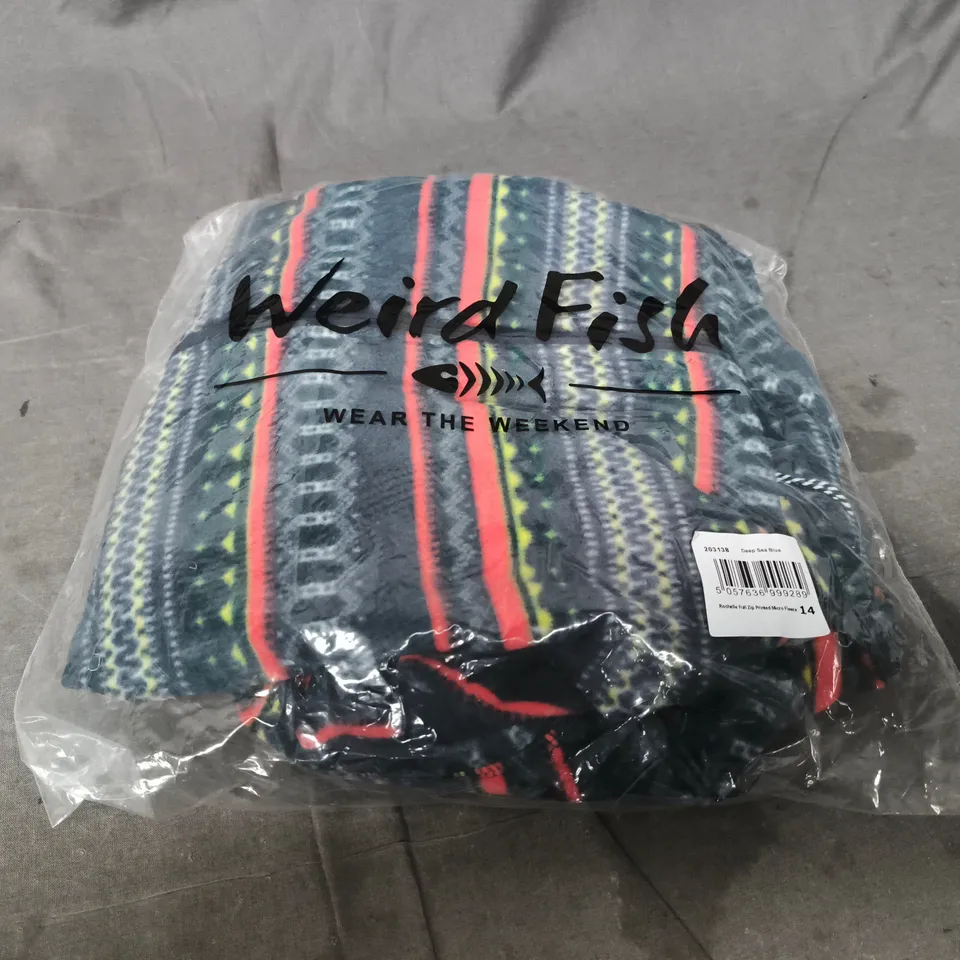 WEIRD FISH ROCHELLE FULL ZIP PRINTED MICRO FLEECE – DEEP SEA BLUE, UK 14