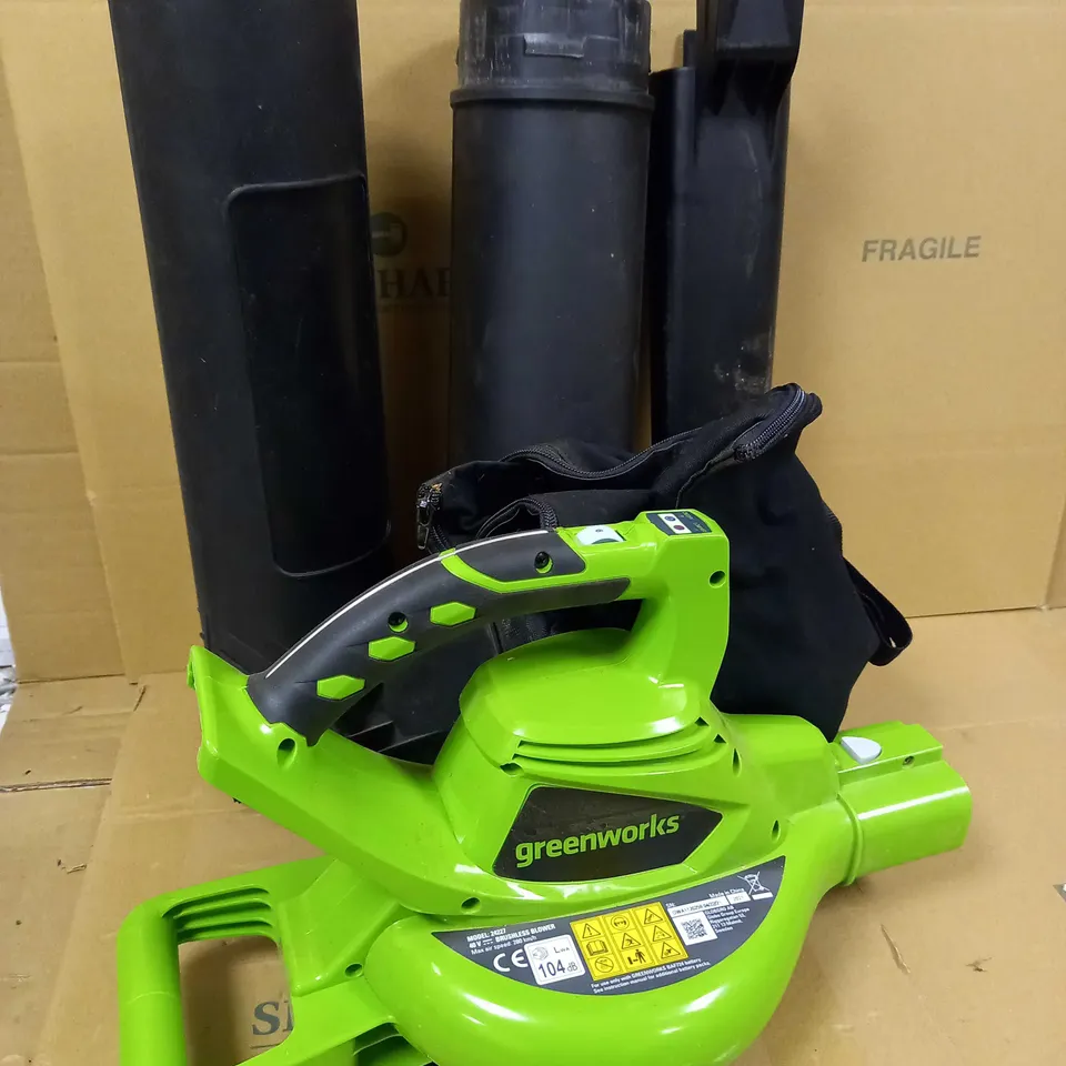 GREENWORKS TOOLS CORDLESS LEAF BLOWER AND VACUUM