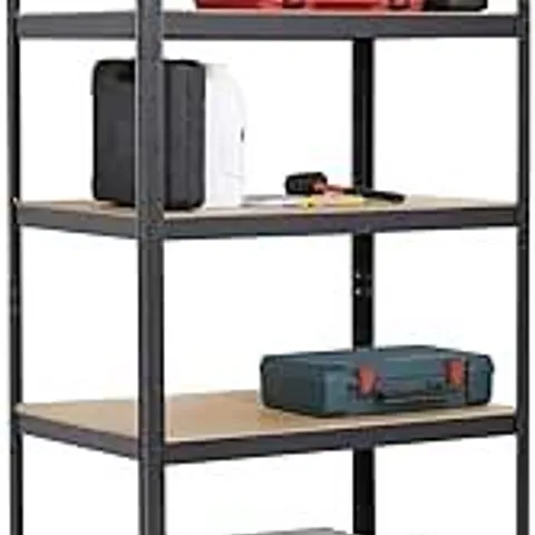 BOXED YAHEETECH HEAVY DUTY 5 TIER GARAGE SHELVING UNITS METAL STORAGE SHELVES SHED UTILITY RACK,180CM X 90CM X 60CM,175KG PER SHELF,BLACK