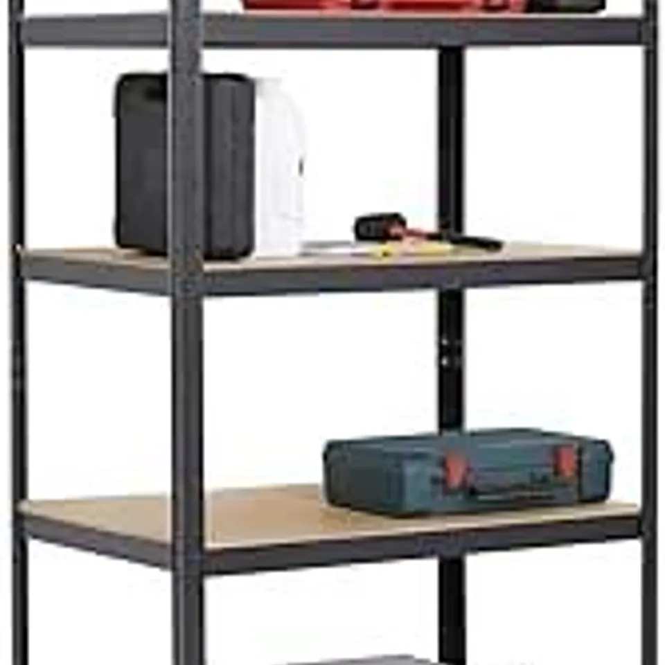 BOXED YAHEETECH HEAVY DUTY 5 TIER GARAGE SHELVING UNITS METAL STORAGE SHELVES SHED UTILITY RACK,180CM X 90CM X 60CM,175KG PER SHELF,BLACK