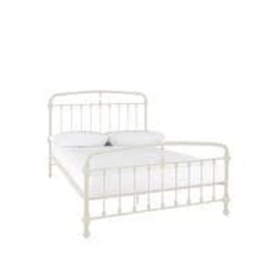 BOXED GRADE 1 MEADOW 4'6" DOUBLE BED FRAME IVORY (2 BOXES)