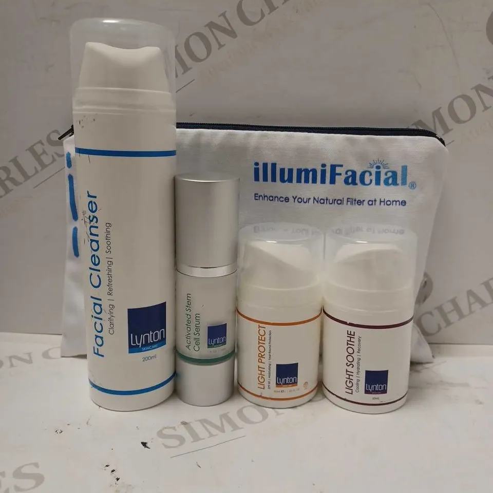 ILLUMIFACIAL SKINCARE SET TO INCLUDE ACTIVATED STEM CELL SERUM, LIGHT SOOTHE, FACIAL CLEANSER, ETC 