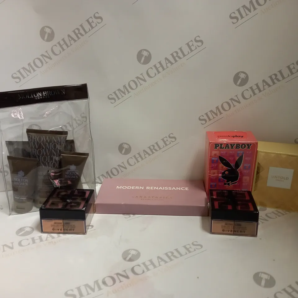 BOX OF APPROX 10 ASSORTED BEAUTY ITEMS TO INCLUDE MOLTON BROWN,  DIOR AND GIVENCHY 