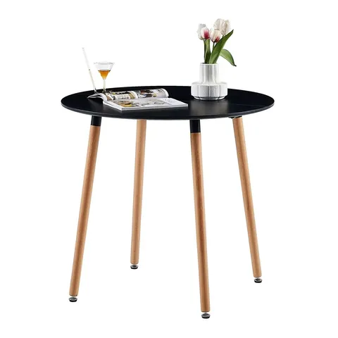 BOXED NERO ROUND SOLID WOOD BASE DINING TABLE 