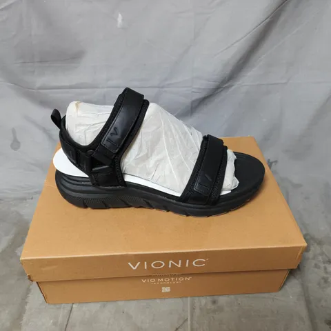VIONIC VI MOTION SANDALS – BLACK, TWO-STRAP VELCRO (WOMEN'S) SIZE 8