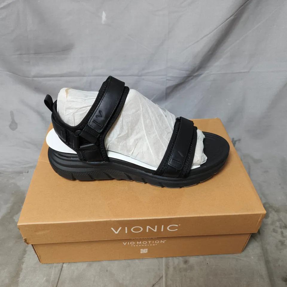 VIONIC VI MOTION SANDALS – BLACK, TWO-STRAP VELCRO (WOMEN'S) SIZE 8