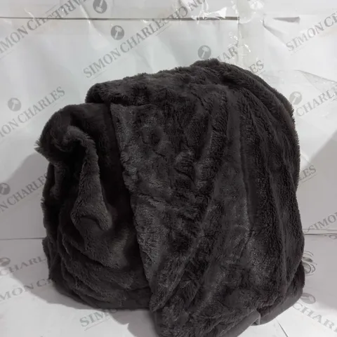 BOXED COZEE HOME VELVET SOFT HEATED BLANKET IN CHARCOAL