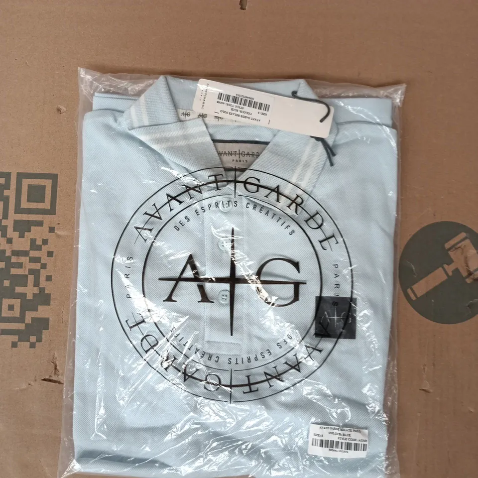 BAGGED AVANT GARDE RELATE POLO TOP IN BLUE SIZE SMALL