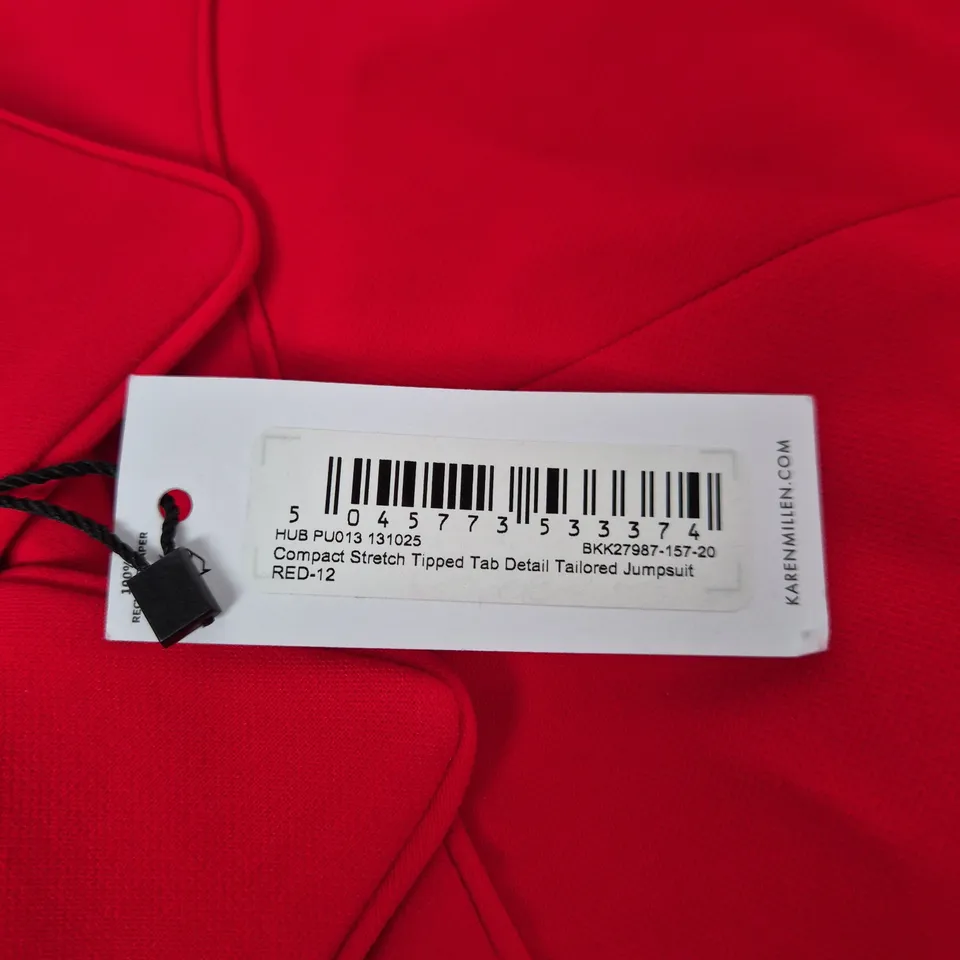 KAREN MILLEN RED COMPACT STRETCH TAILORED JUMPSUIT – UK 12 (EU 40, US 8)