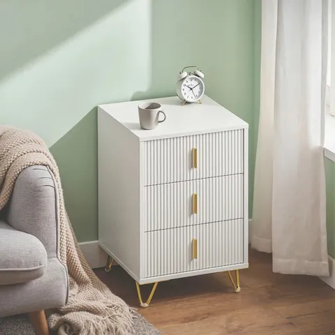 BOXED SATURMINO MANUFACTURED WOOD BEDSIDE TABLE - WHITE (1 BOX)