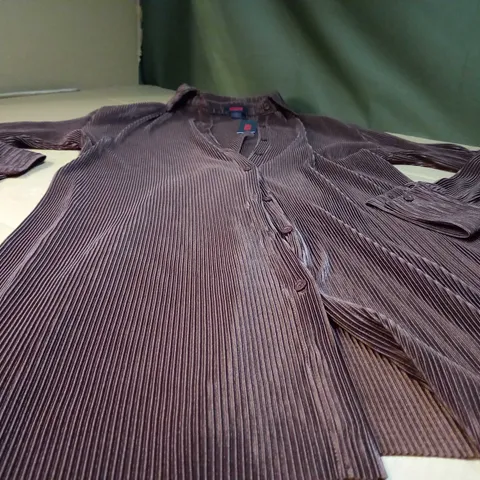 MISSPAP CHOCOLATE PLISSE OVERSIZED SHIRT DRESS - SIZE 8